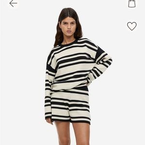 H and M Fine Knit Striped Shorts and Sweater Set